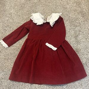Charming Burgundy Kids Dress with Lace Collar
